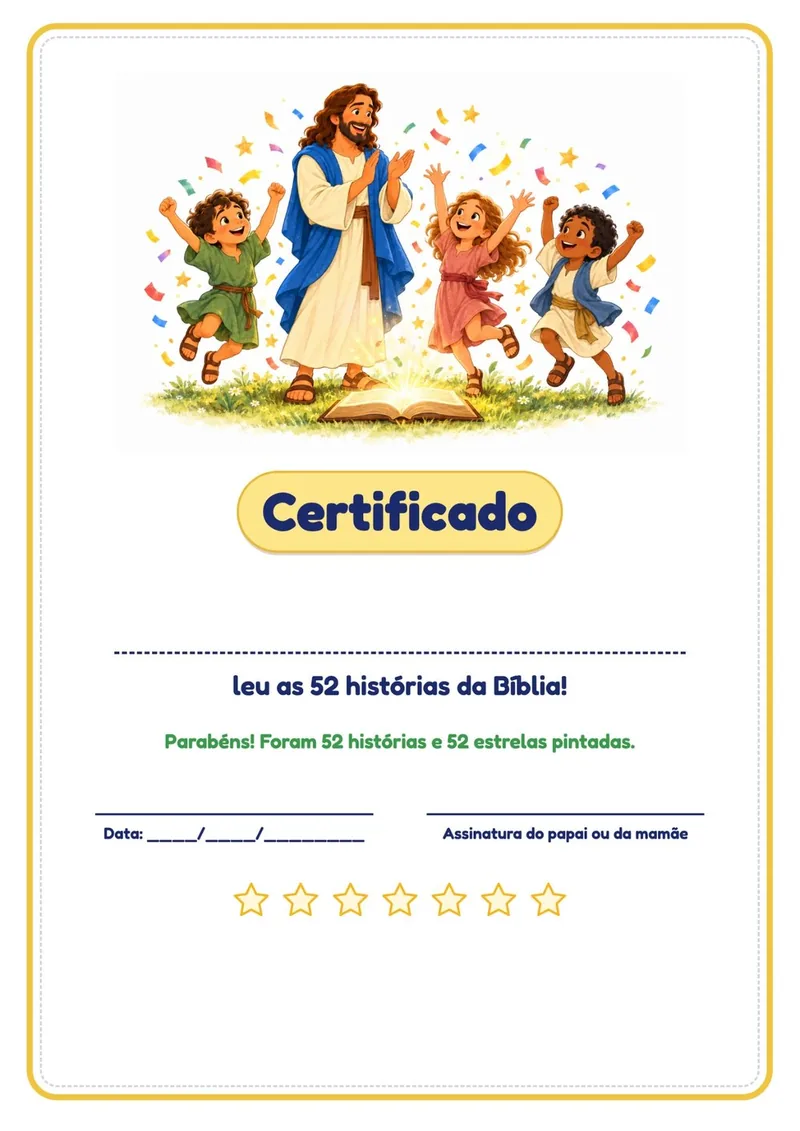 Certificado de quem leu as 52 histórias