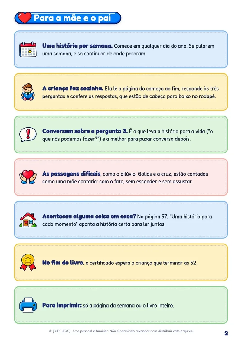 Página Para a mãe e o pai