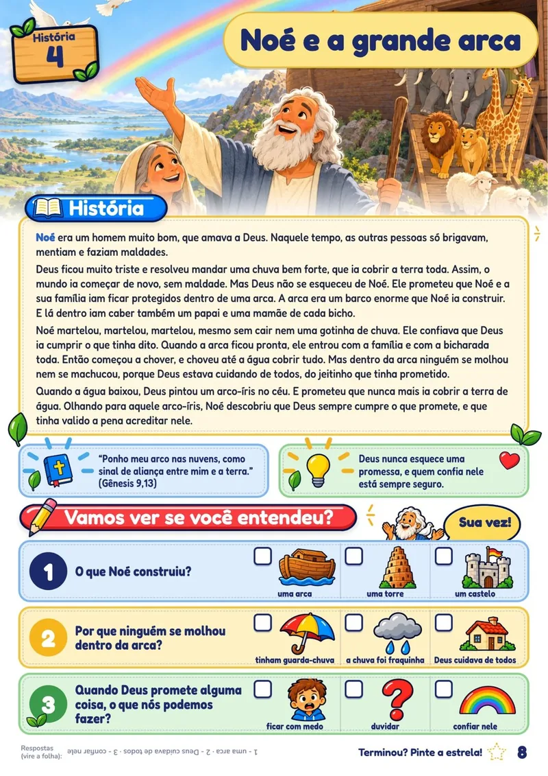 Página da História 4, Noé e a grande arca
